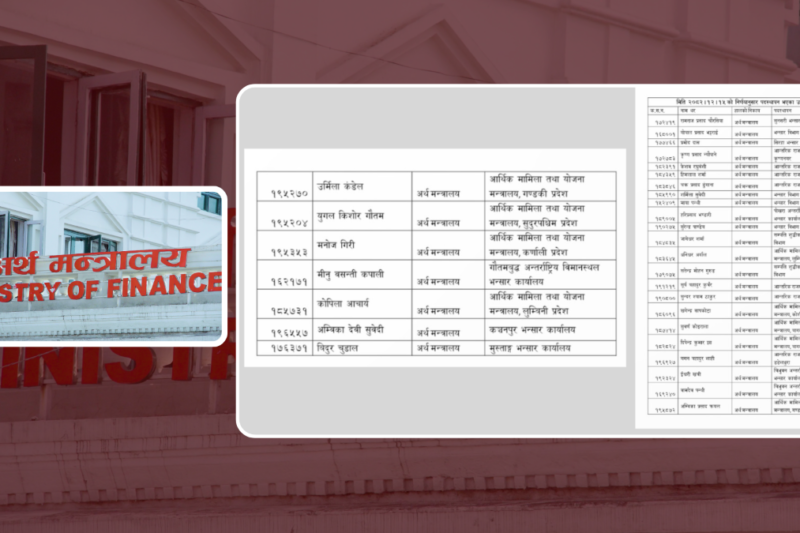 अर्थमन्त्रालयले मेरिटमा आधारित गर्यो ३० उपसचिवको सरुवा तथा पदस्थापन