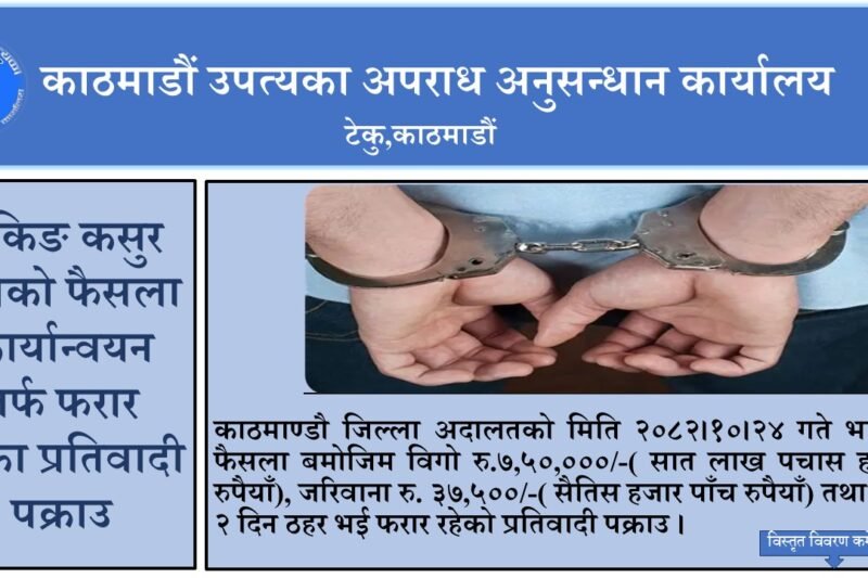 बैंकिङ कसुर मुद्दाका फरार रीता प्रधान पौडेल पक्राउ